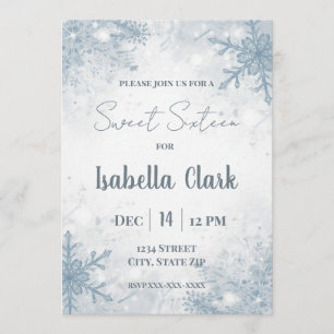 Winter Sweet Sixteen Invitation – Soft Snowflakes