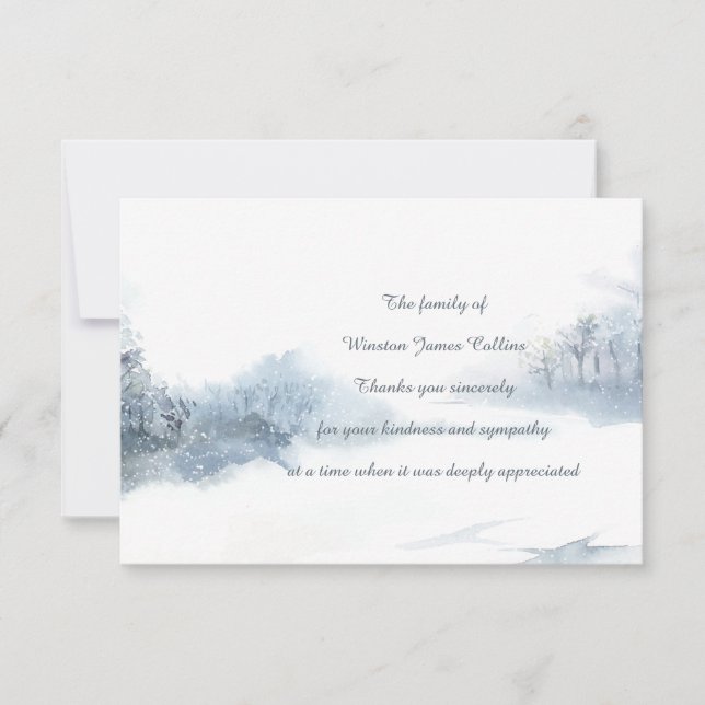 Winter Sympathy Thank You Card (Front)