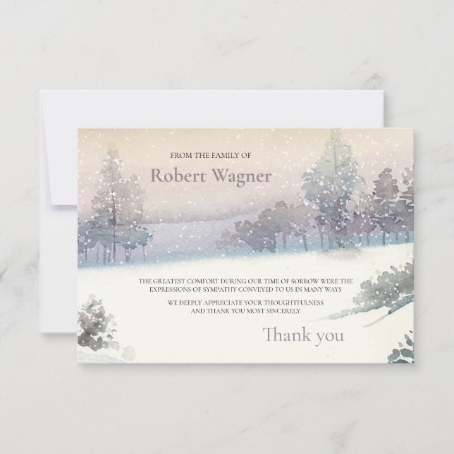 Winter Sympathy Thank You Card (Front)