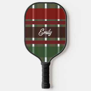 Winter Tartan Plaid Green Festive Pickleball Paddle