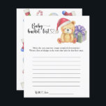 Winter teddy bear - Baby bucket list<br><div class="desc">"There's a Beary Sweet baby on the way". Celebrate with this teddy bear themed baby shower party! Watercolor cute teddy bear with christmas gift,  in santa hat. On the reverse side of the card are holiday christmas pattern (candy cane,  christmas tree ball toy,  christmas socks). Matching items available.</div>