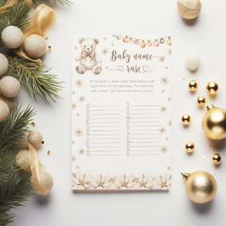 Winter Teddy Bear baby name race baby shower game