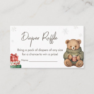Winter Teddy Bear Baby Shower Diaper Raffle Enclosure Card