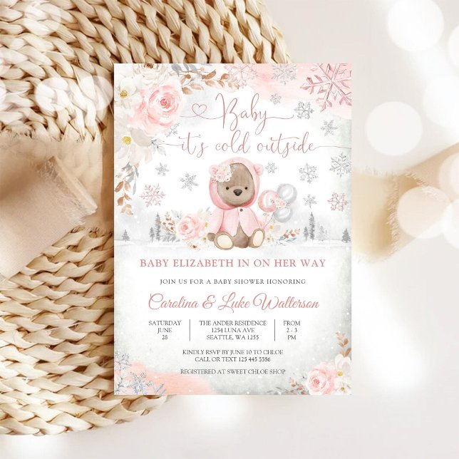 Winter Teddy Bear Baby Shower Invitation (Creator Uploaded)