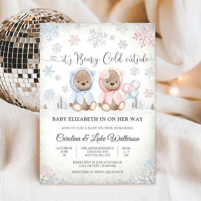 Winter Teddy Bear Baby Shower Invitation (Creator Uploaded)