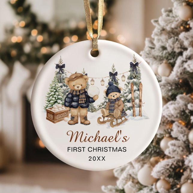 Winter Teddy Bear Baby's First Christmas Ceramic Tree Decoration (Creator Uploaded)
