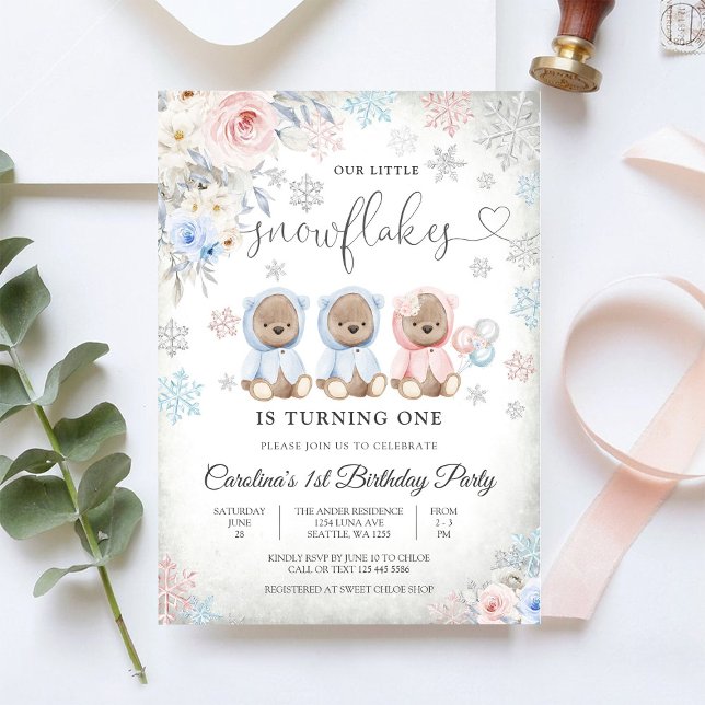 Winter Teddy Bear Birthday Invitation (Creator Uploaded)