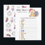 Winter teddy bear - emoji pictionary game<br><div class="desc">"There's a Beary Sweet baby on the way". Celebrate with this teddy bear themed baby shower party! Watercolor cute teddy bear with christmas gift,  in santa hat. On the reverse side of the card are holiday christmas pattern (candy cane,  christmas tree ball toy,  christmas socks). Matching items available.</div>