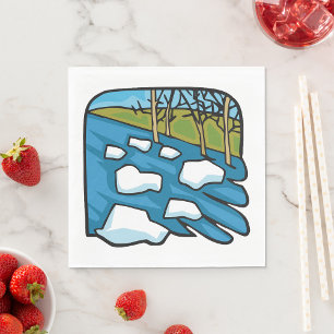 Winter Thaw River with Ice Floes Napkin