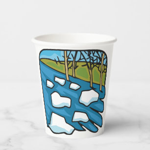 Winter Thaw River with Ice Floes Paper Cups