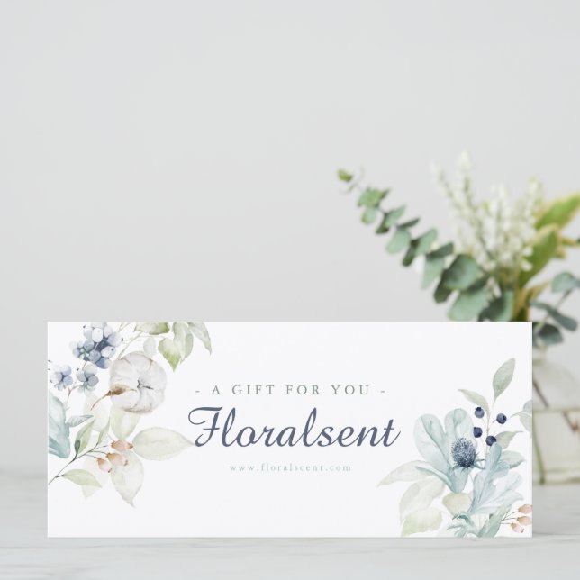 Winter Theme Floral Gift Certificate (Standing Front)