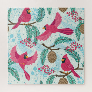 Winter Theme: Red Cardinal Pattern. Jigsaw Puzzle