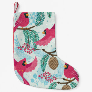Winter Theme: Red Cardinal Pattern. Small Christmas Stocking