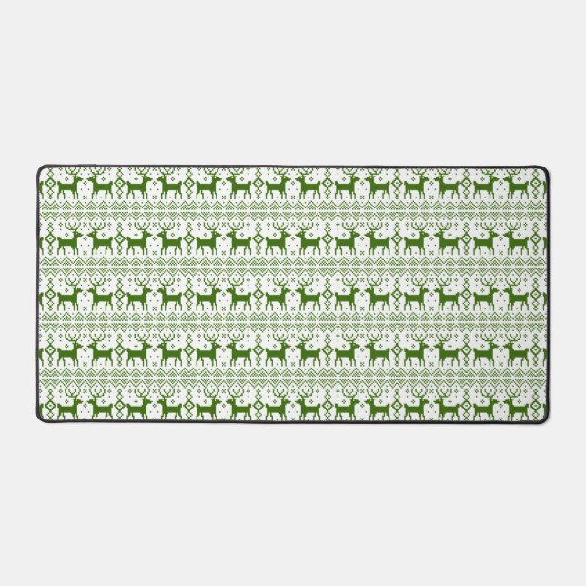 Winter Theme Reindeer Pattern Holiday Christmas Desk Mat (Front)