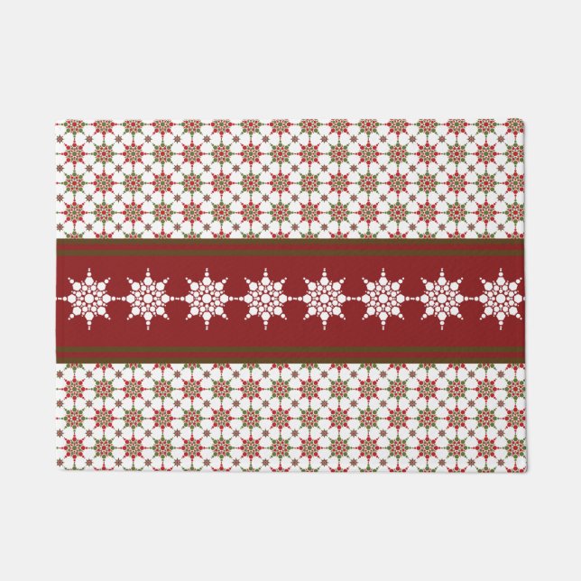 Winter Theme Snowflake Pattern Holiday Christmas Doormat (Front)