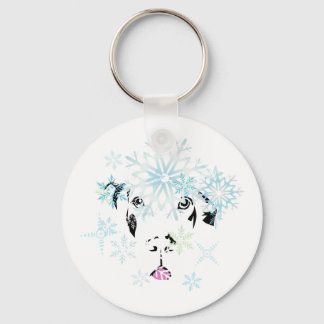 winter-themed Great Dane snowflake Key Ring