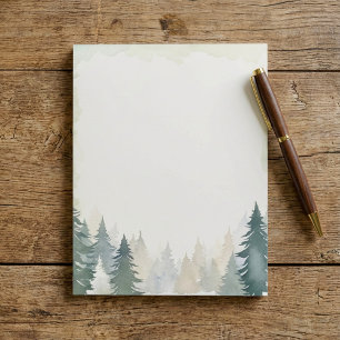 Winter themed green pine trees plain notepad