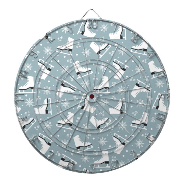 Winter themed pattern with ice skates dartboard (Front)