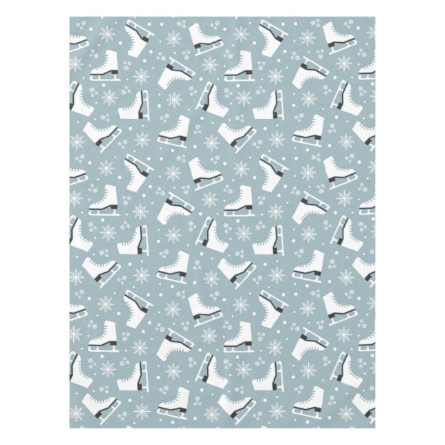 Winter themed pattern with ice skates tablecloth (Front)