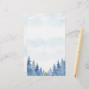 Winter themed pine trees plain stationery