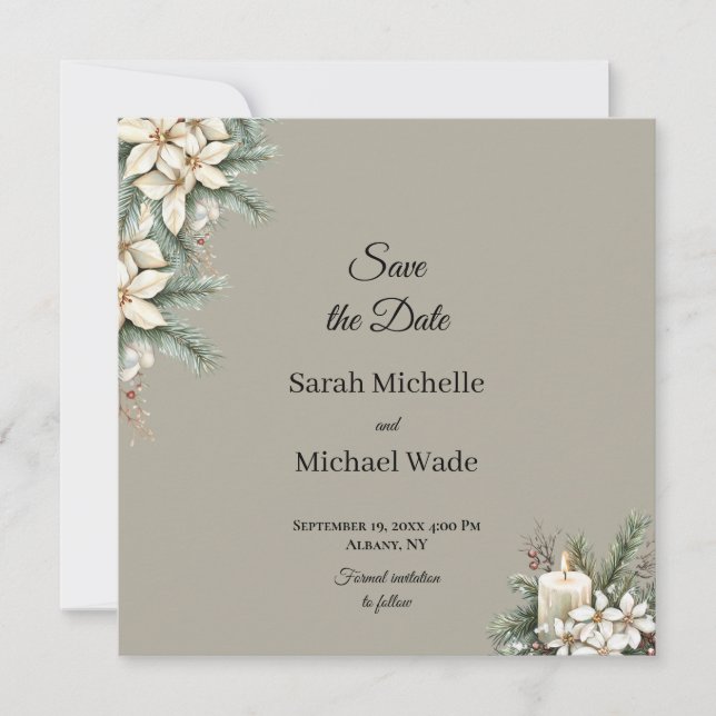 Winter Themed Save the Date Invite (Front)