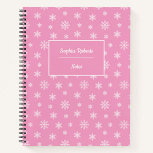 Winter themed snowflakes modern pattern pink notebook