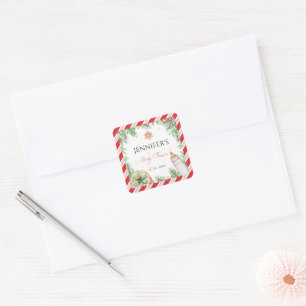 Winter-themed Watercolor Christmas Baby Shower Square Sticker