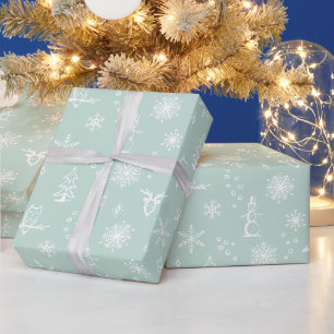 Winter Things Wrapping Paper - Mint + Snow