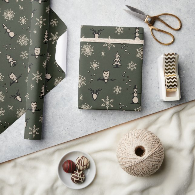 Winter Things Wrapping Paper - Pine, Coal, Dove (Crafts)