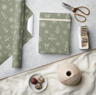 Winter Things Wrapping Paper - Sage + Tea