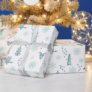 Winter Things Wrapping Paper - Snow, Peacock, Mint