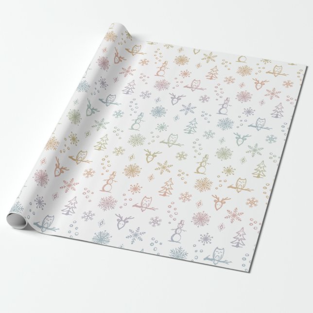 Winter Things Wrapping Paper - Snow Rainbow Sorbet (Unrolled)