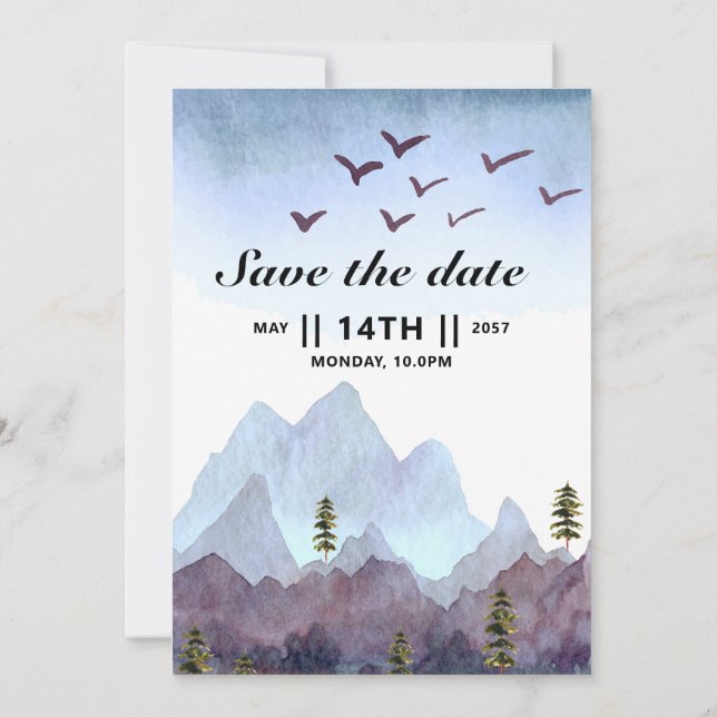 Winter Thistle Wedding Invitation Card Vector (Back)