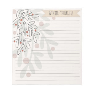 Winter thoughts hand drawn abstract mistletoe notepad