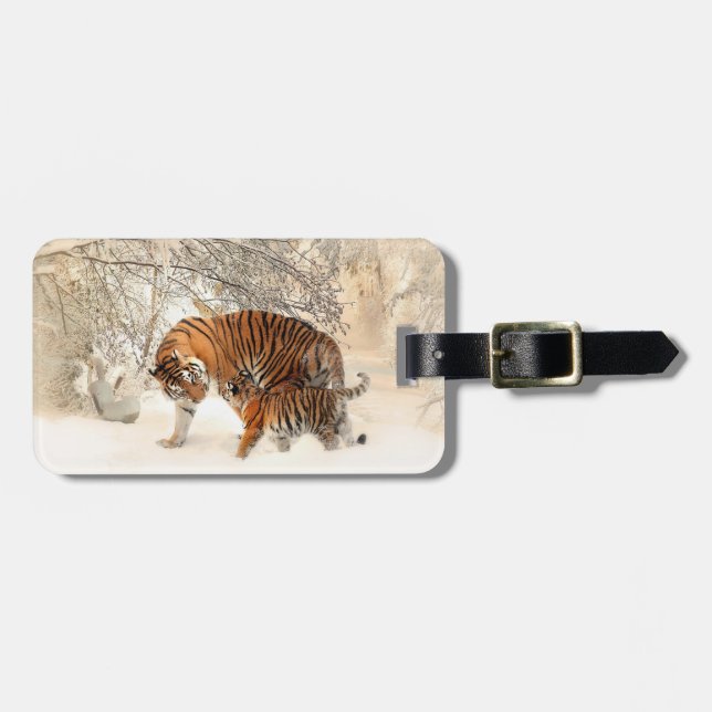 Winter Tigers custom luggage tag (Front Horizontal)