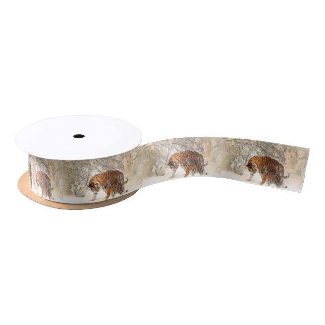 Winter Tigers ribbon Satin Ribbon (Spool)