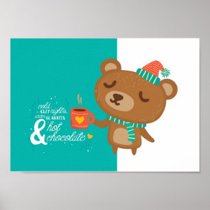 Winter time Joys Teddy Bear Poster