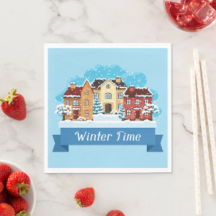 Winter Time Snowing Napkin