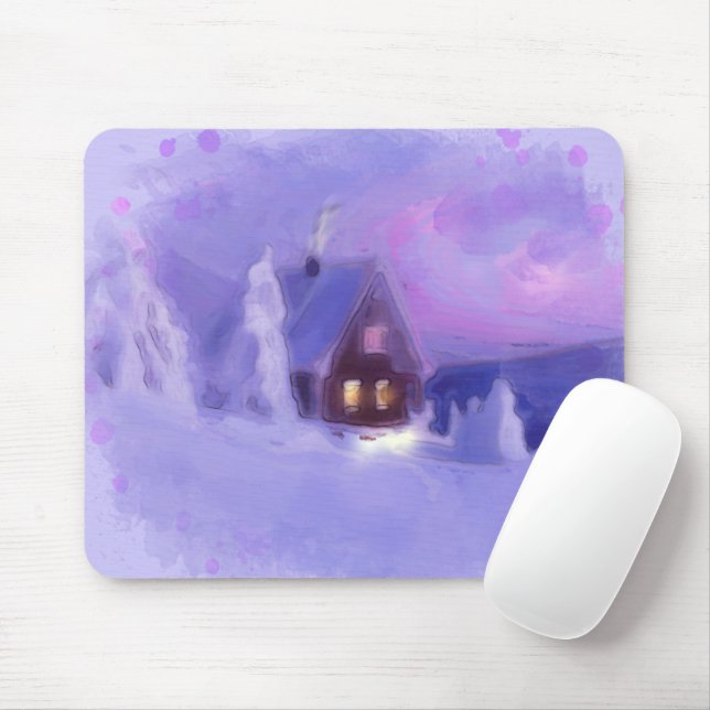 Winter Top Of The Mountains Chalet White Firs Mouse Pad (With Mouse)