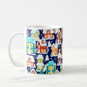 Winter town with victorian houses. Christmas theme Coffee Mug