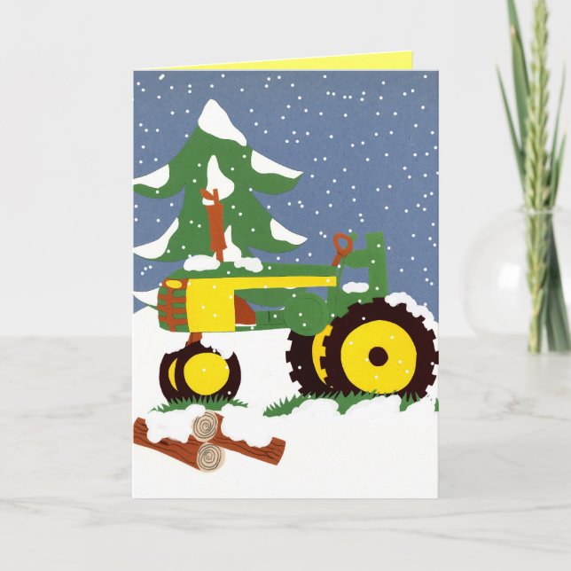 Winter Tractor Greeting Card (Front)