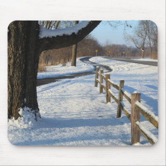 Winter Trail & Fence nature photo Mouse Pad