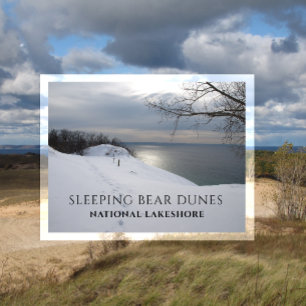 Winter Trail Lake Michigan, SLeeping Bear Dunes Postcard