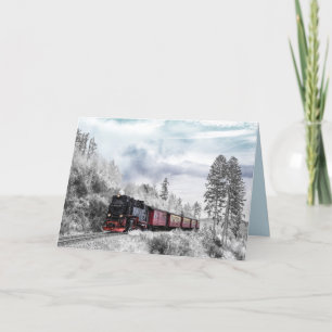 winter train greeting card