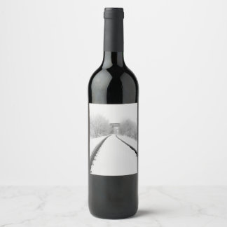 Winter Train Tracks Wine Label