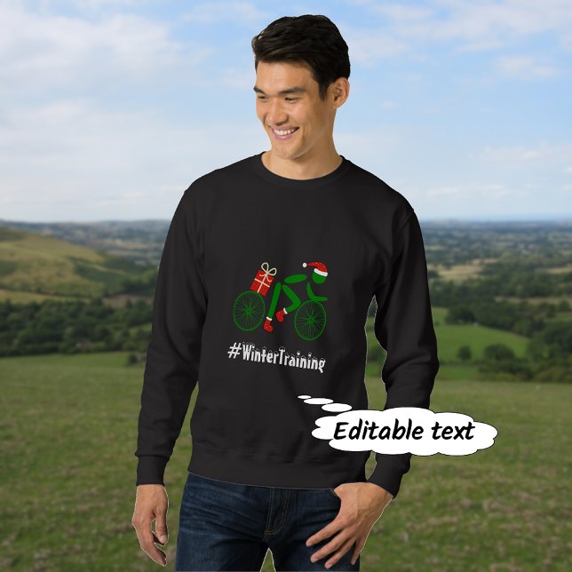 Winter training custom text xmas cyclist sweatshirt (Creator Uploaded)