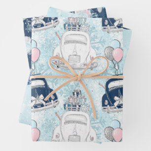 Winter Travel Pattern Wrapping Paper Sheet