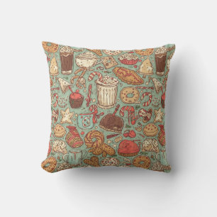 Winter Treats & Drinks Pattern Cozy Café Holiday Cushion