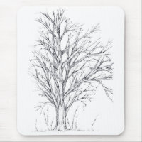 Winter Tree Black Ink Drawing Art Sketch