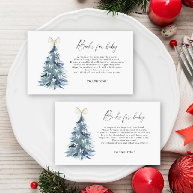 Winter tree bow elegant baby book request  enclosure card (Creator Uploaded)